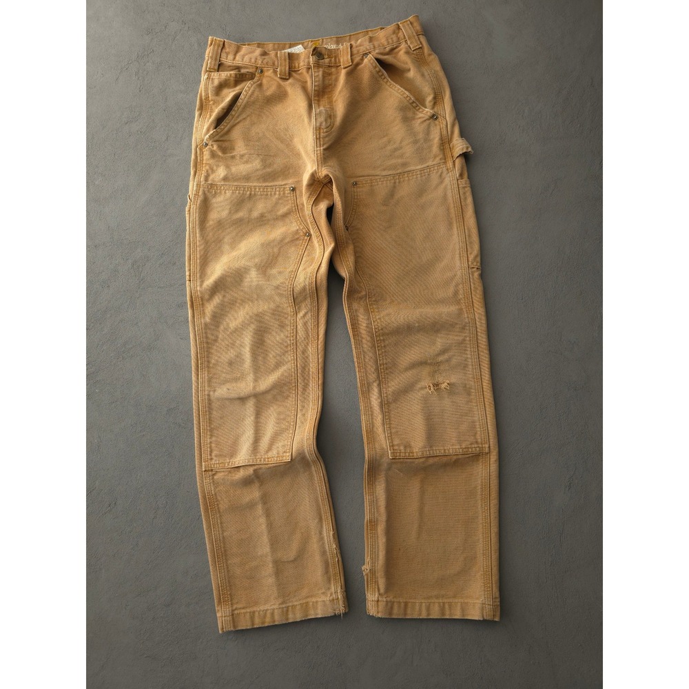 Carhartt Double Front Logger Pants 32x30 Brown Duck Canvas Relaxed Fit